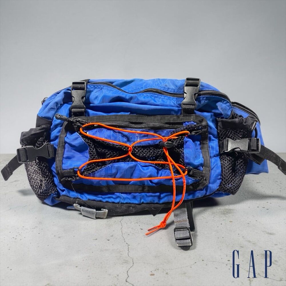 Vintage Y2K GAP Fanny Pack Shoulder Bag Sling Carry Waist Hiking Blue Nylon